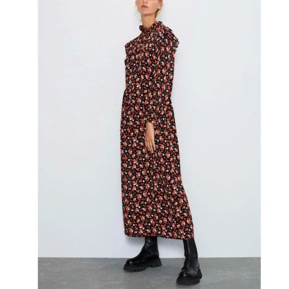 long sleeve maxi dress zara Square Neck Women Wine / XS 5% elastane Care instructions Long Sleeve Dress Zara Full
